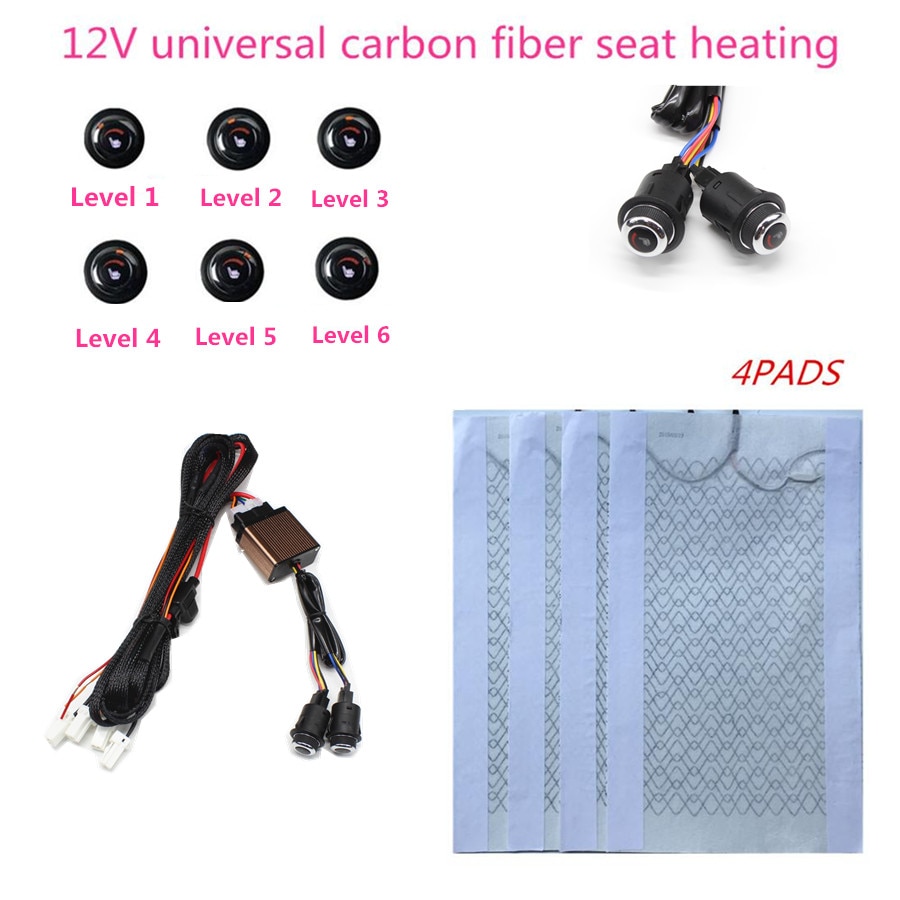 12v Kohlenstoff Faser Beheizte Sitz für Auto Suv Heizung Pads + 6 Position rotierend schalter Geschmack innen sitz abdeckung heizung Wärmer unterstützung