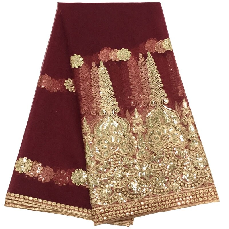 Weiß Afrikanisches Pailletten Spitze Stoff Burgund Französisch Nigerian Tüll Spitze Stoff Hausgemachte Für DIY Abendkleid