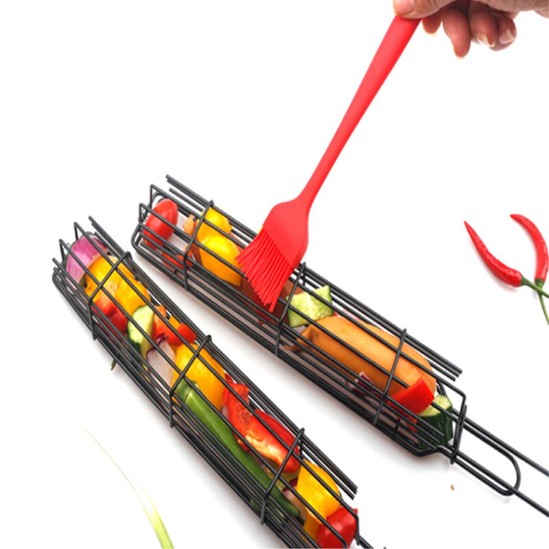 2 teile/los Kabob Tragbare BBQ Grillen Korb Antihaft Grill Grill Korb Gittergewebe Grill Küche Werkzeuge draussen Grill Werkzeug