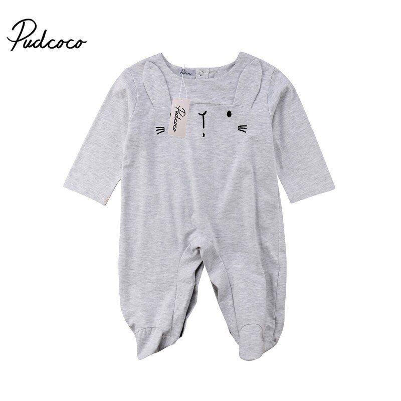Pudcoco Baby Mädchen Jungen Footies Kleinkind Karikatur 3D Baumwolle Gesamt Langarm freundlicher Kleidung Outfits lässig freundlicher Kleidung 0-24M