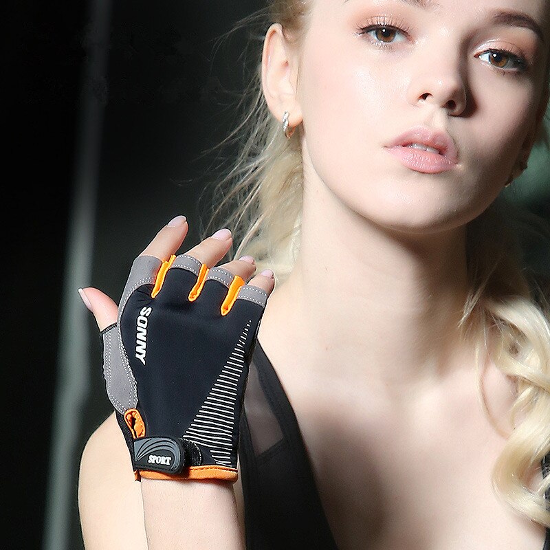 Sommer Frauen Fitness Sport handschuhe radfahren halbe Finger Fitnessstudio hantel gewichtheben atmungsaktive nicht-Unterhose männer Ausbildung ausrügestochen