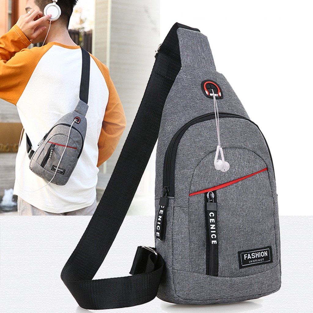 Umhängetaschen für männer Anti Diebstahl taille tasche Männlichen Kopfhörer tasche Brust Tasche Schule Sommer Boten Tasche Schulter Tasche