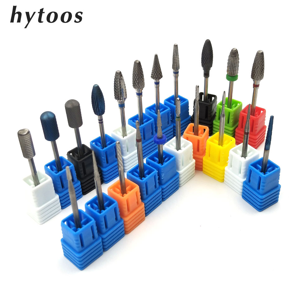 HYTOOS 5 Teile/satz Hartmetall Nagel Bohrer 3/32 'rotierend Grat Manikübetreffend Bits Nagel Bohrer Zubehör Fräser Werkzeuge