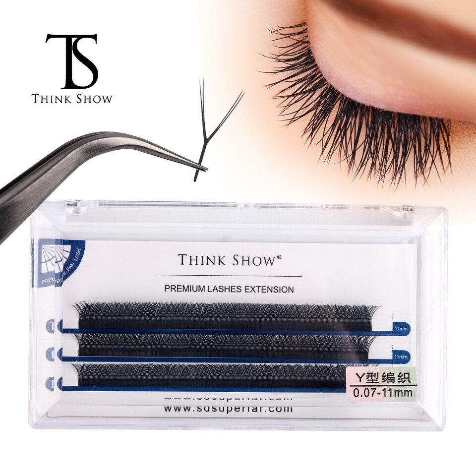 THINKSHOW 3 Reihen Y Shap Prämie Wimpern Verlängerung Weben Kunst Doppel Wimpern Tipps Fause Nerz Wimpern Schönheit machen-hoch-Werkzeug