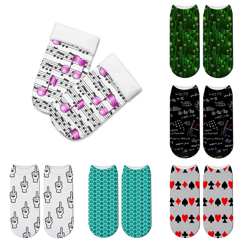 Musical Hinweis Geometrische 3D Druck kawaii Socke Frauen Kawaii Nette Kühle Code lässig Beliebte Knöchel Gracioso Socken Kunst Lustige Socken