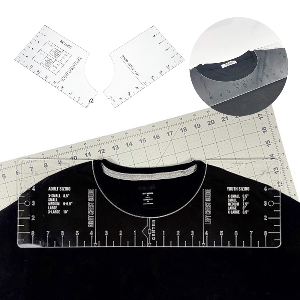 transparent Acryl T-Shirt führen Herrscher Vinyl Herrscher Ausrichtung Stoff Zentrierung Werkzeug Stoff DIY Handwerk NäHenne Zubehör