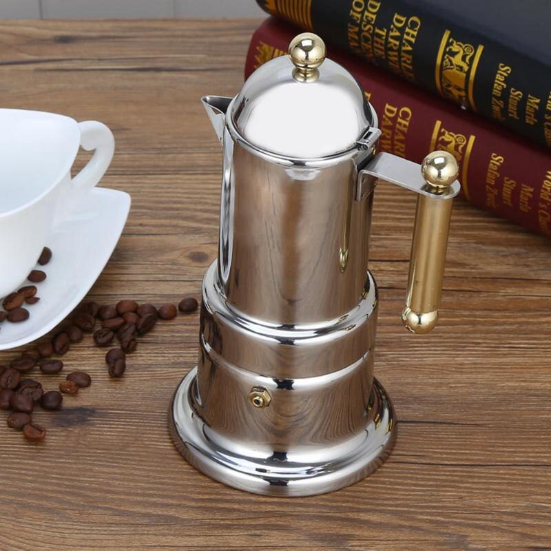 200Ml 4 Tassen Edelstahl Kaffeekanne Moka Kaffee Hersteller Teekanne Filter Automatische Kaffee Maschine Espresso Maschine