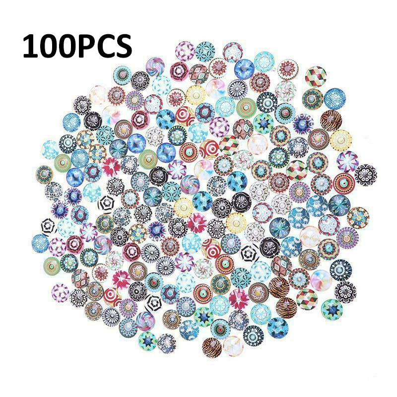 100Stck Glas Mosaik 12mm gemischt Runde Mosaik Fliesen Glas Mosaik Dekoration für Handwerk Glas Mosaik Liefert Hause Dekoration