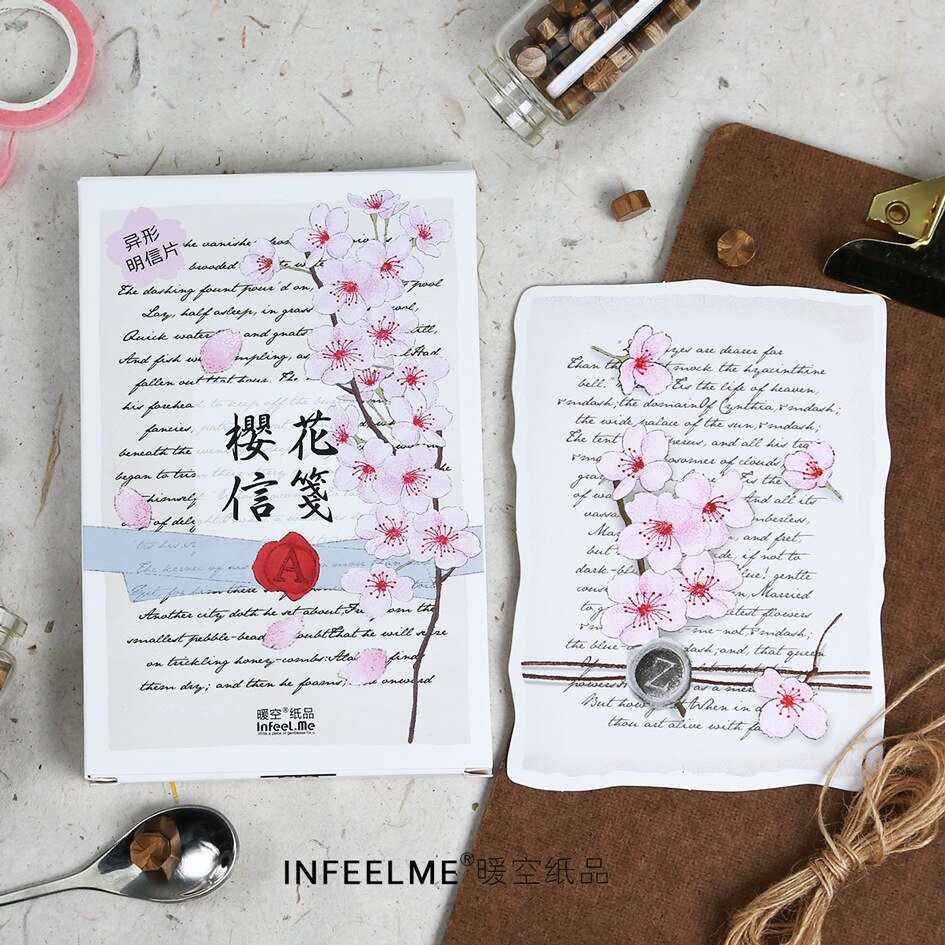 30 blätter/einstellen Kirschblüte briefkopf Postkarte/Gruß Karte/Nachricht Karte/Geburtstag knapp Umschlag Karte