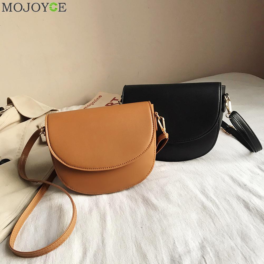 lässig Frauen Schulter Crossbody Sattel Tasche PU Leder retro Weibliche Mädchen Kleine Halbkreis Bote Einfarbig Handtaschen