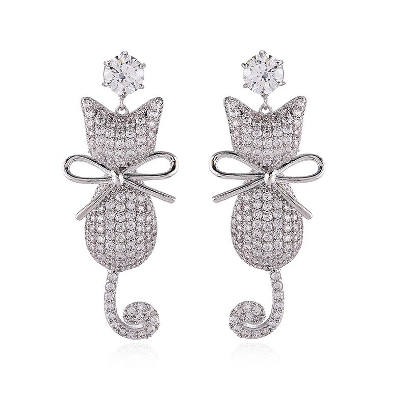 Koreanische schmuck exquisit damen stil Netz verrotten ohrringe weibliche süße Super Blitz ohrringe nette katze ohrringe