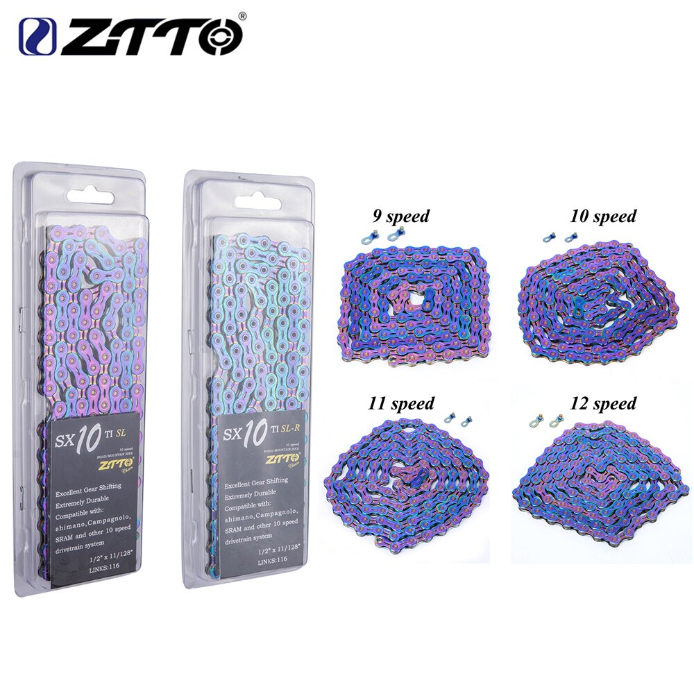 ZTTO 9/10/11/12 Geschwindigkeit Fahrrad Kette Ultraleicht Berg Rennrad Variabler Geschwindigkeit Kette 116 Abschnitt Halb Edelstahl Hohl Fahrrad Kette