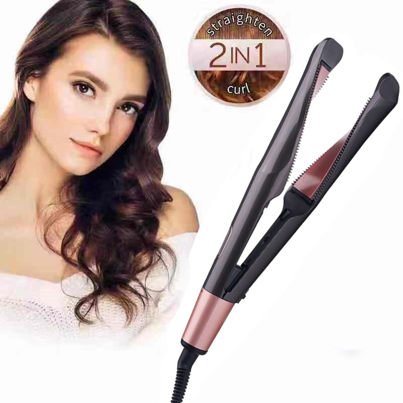 IRUI Professionelle 2 in 1 haar curler und haarglätter in einem Twist Eisstockschießen eisen Barbier Salon flach eisen styler Turmalin cerami