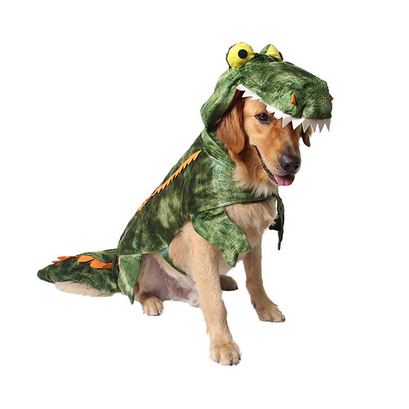 Hund Mantel Halloween Cosplay Kleidung Ebene Krokodil Cosplay Kostüm Wolle Winter Atmungs Mantel Dunkelgrün
