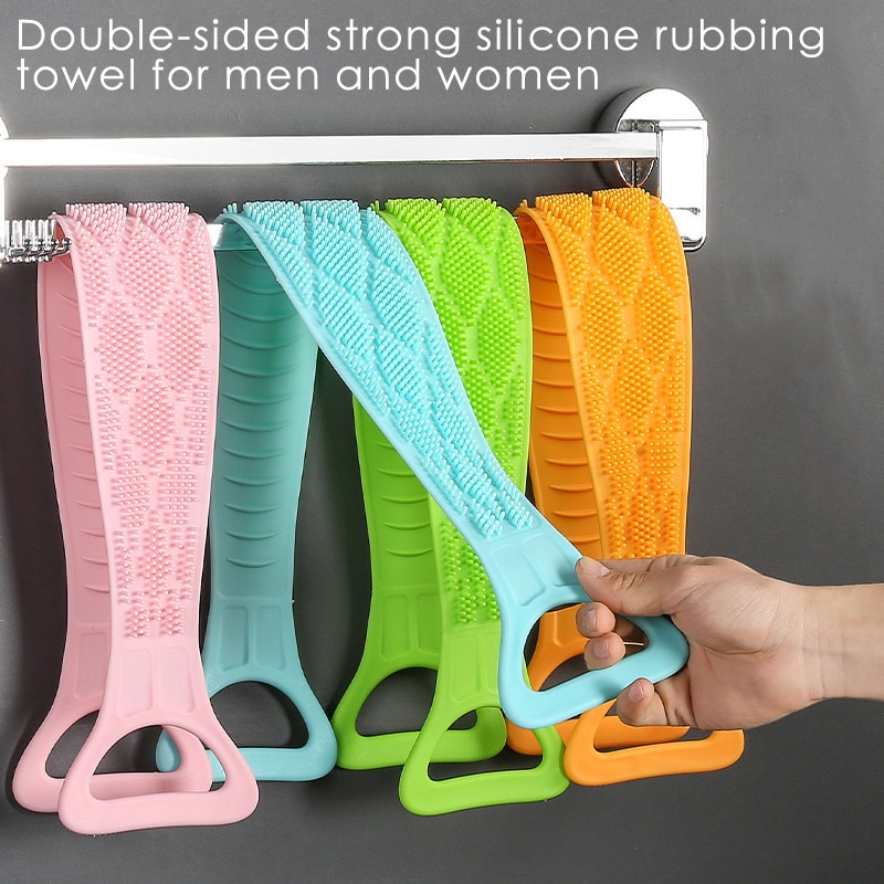 Schlecht Dusche Silikon Körper Pinsel Schlecht Gürtel Peeling Zurück Pinsel Gürtel Waschen Sauber 28'' Schlecht Peeling Gürtel Handtuch Auf Lagerbier