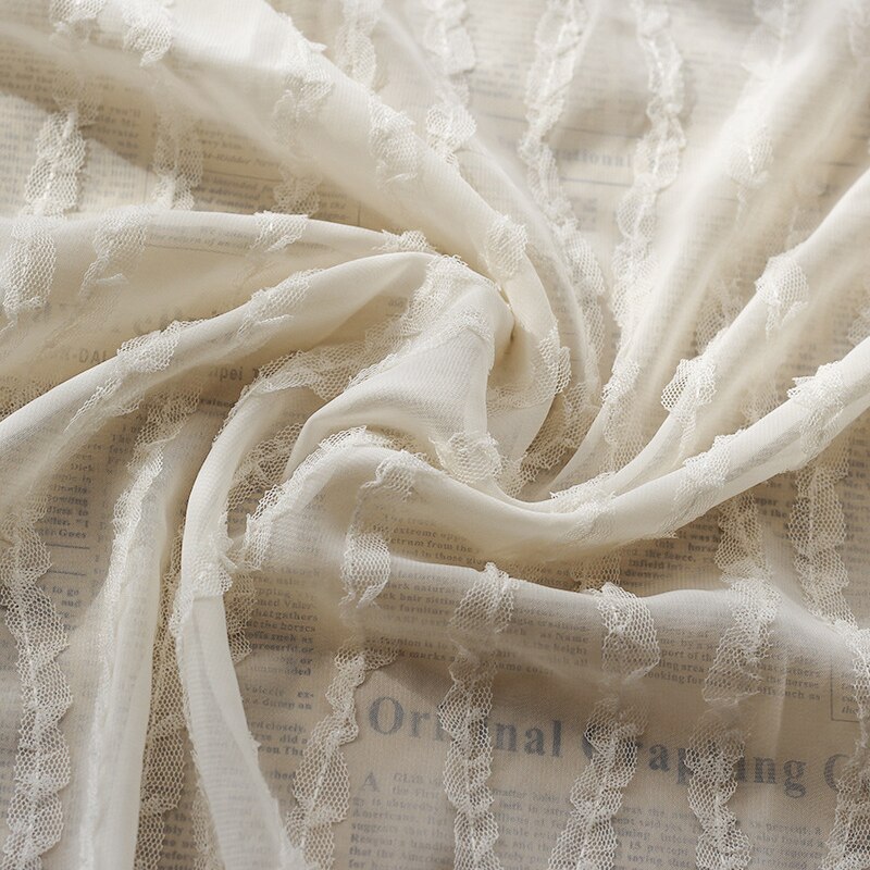 Neue Chiffon Streifen Welle Bestickten Stoff Haken Gestickte Gittergewebe Blick Stoff Für Hochzeit Kleid Kleidung, Durch sterben Meter