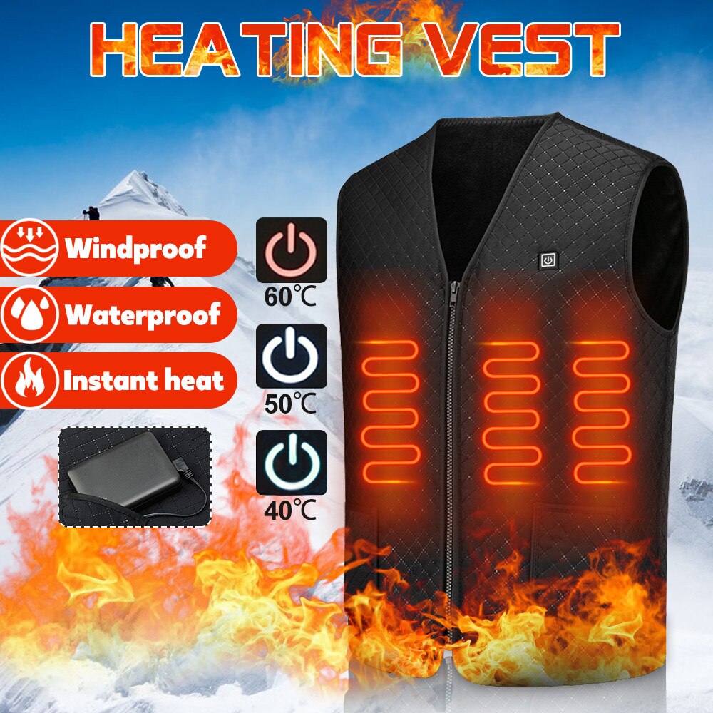 5 bereichen 3 Heizung Ebenen Elektrische Beheizte Weste Jacke USB Männer Winter Sleevless Jacke draussen Angeln Weste Wandern Weste
