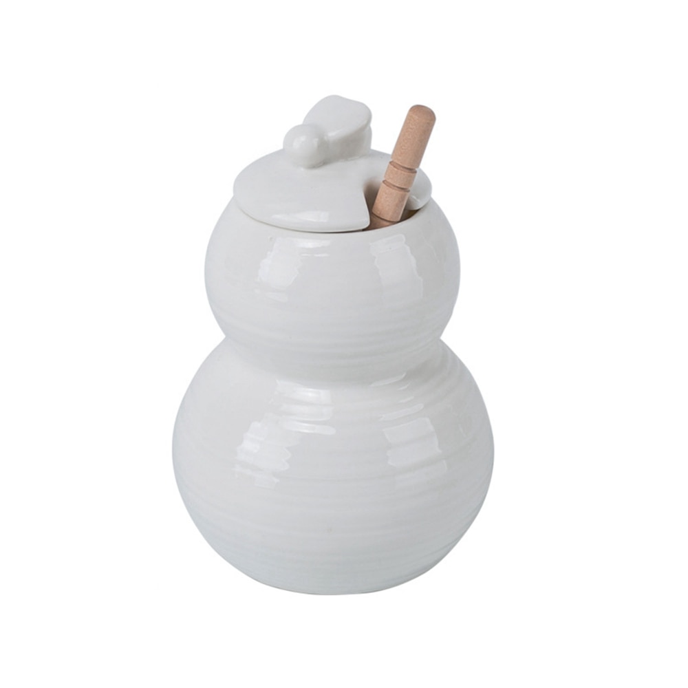 Biene Porzellan Honig Glas Mit Deckel und Honig Stock 12 unzen Weiße Farbe Keramik Honig Topf Biene Honig Lagerung Topf