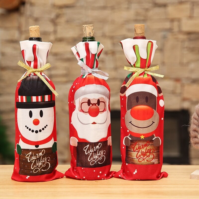 Santa Claus Wein Flasche Abdeckung Schneemann verrotten Wein Taschen Ziemlich Weihnachten Dekor Liefert Weihnachten Wein Flasche Abdeckung hause ornamente