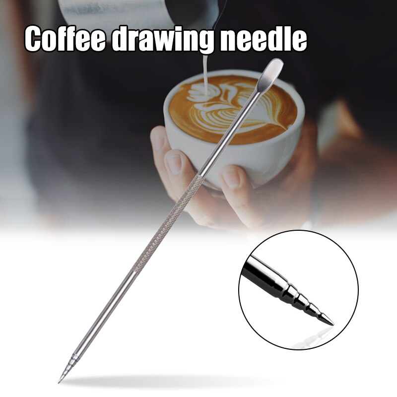 Edelstahl Kaffee Latte Schaum Kunst Stift Nadel Spachtel Barista Dekorieren Werkzeug Kunst Stift Phantasie Kaffee Stock kaffee werkzeug
