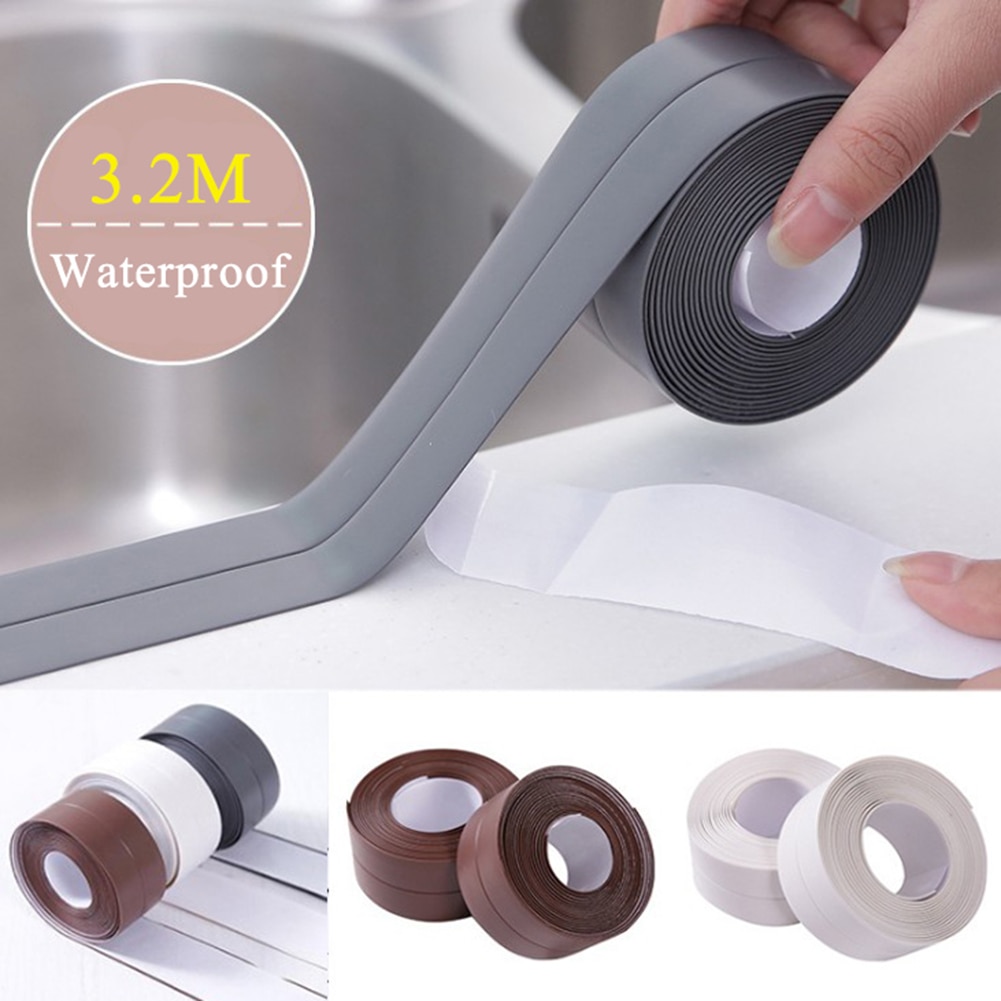 Selbst Klebe Küche Keramik Aufkleber Wasserdichte Anti-feuchtigkeit PVC Aufkleber Schlecht Zauberstab Ecke Linie Waschbecken Aufkleber 2.2*320 cm