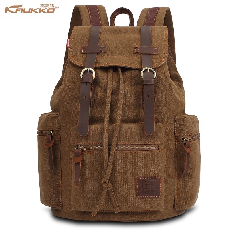 KAUKKO Leinwand Rucksack Schultern Tasche Reißverschluss Anti-kratzen Sport Reisetasche Laptop Rucksack Schul Rucksack Rucksack