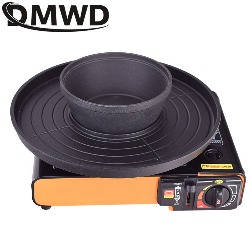 Multifunktions Elektrische Grill BBQ Ein Topf Shabu Topf Braten Große Backform Vielseitig Gusseisen Fondue Topf Zu essen Zwei verwenden Heißer Topf