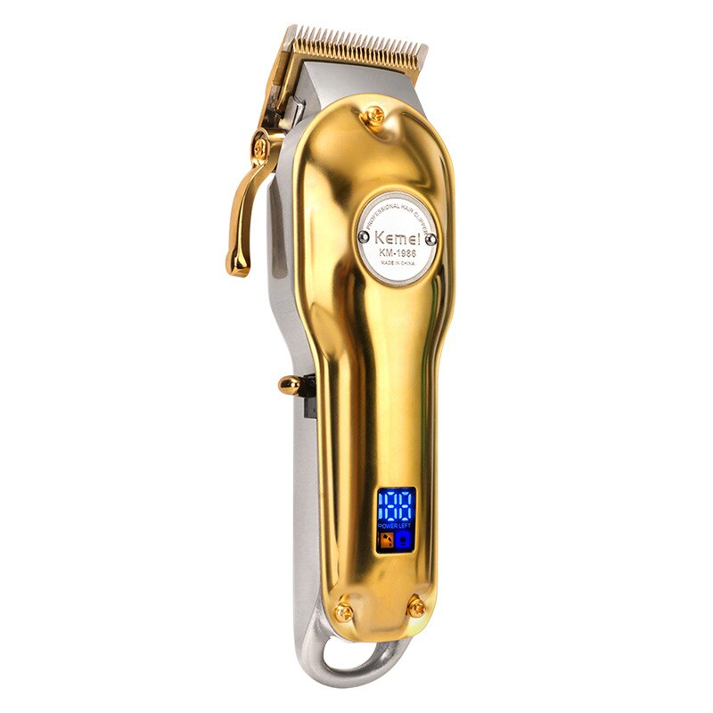 Kemei Elektrische Haar Haarschneidemaschine kabellos LCD Alle-metall Friseur Haar Schneiden Trimmer Gold Silber Maschine Mäihr KM-1986