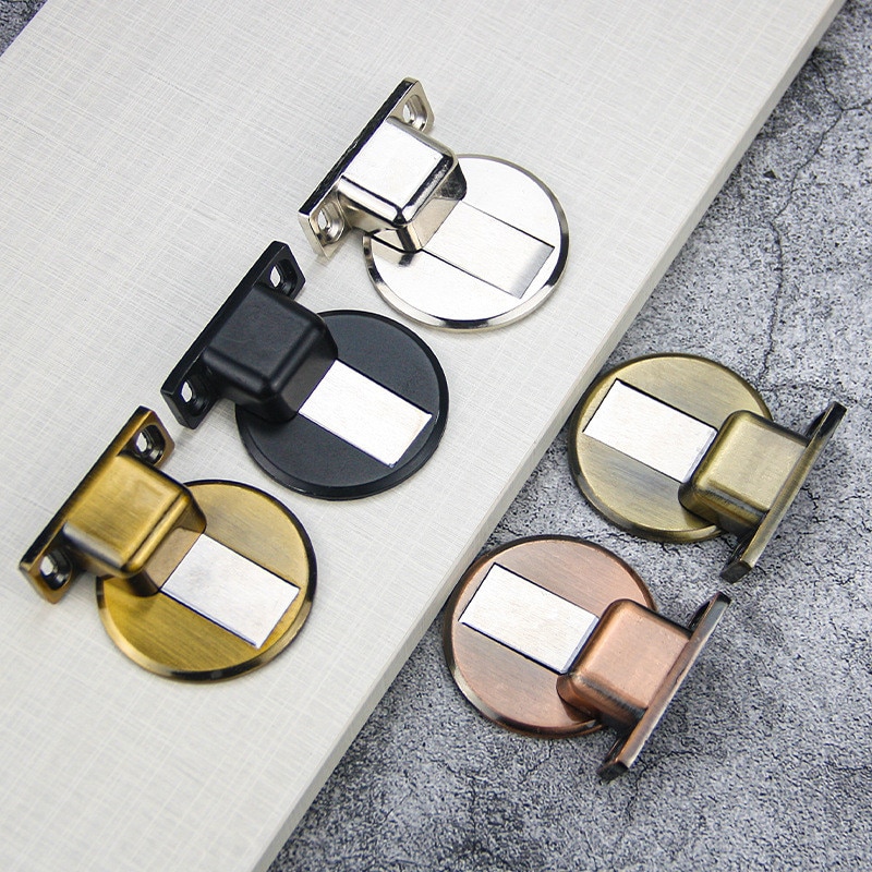 1 stücke Edelstahl Magnetische Tür Stoppt Tür Stopper Versteckte Tür Halfter Fangen Boden Nagel-freies Türstopper Möbel Hardware-