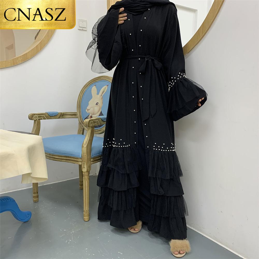 neue Modell Kaftan in Dubai Arabisch Perlen Entwürfe Islamischen Türkei Frauen Kleidung Elegante Indonesien Muslimischen Abaya