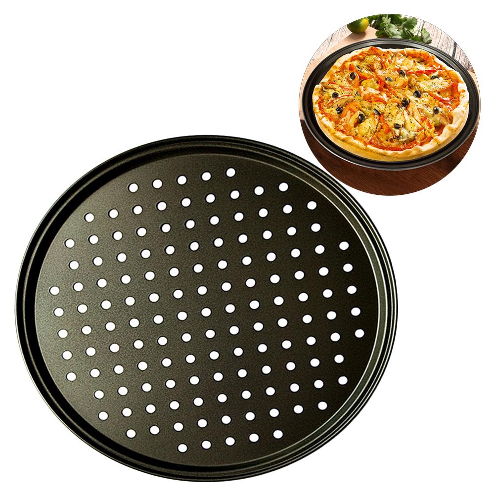 Neue Kohlenstoff Stahl Hitzebeständig Nicht-Stock DIY Mikrowelle Pizza Backen Pfanne Gittergewebe Tablett Platte Backformen Hause Küche Restaurant werkzeug