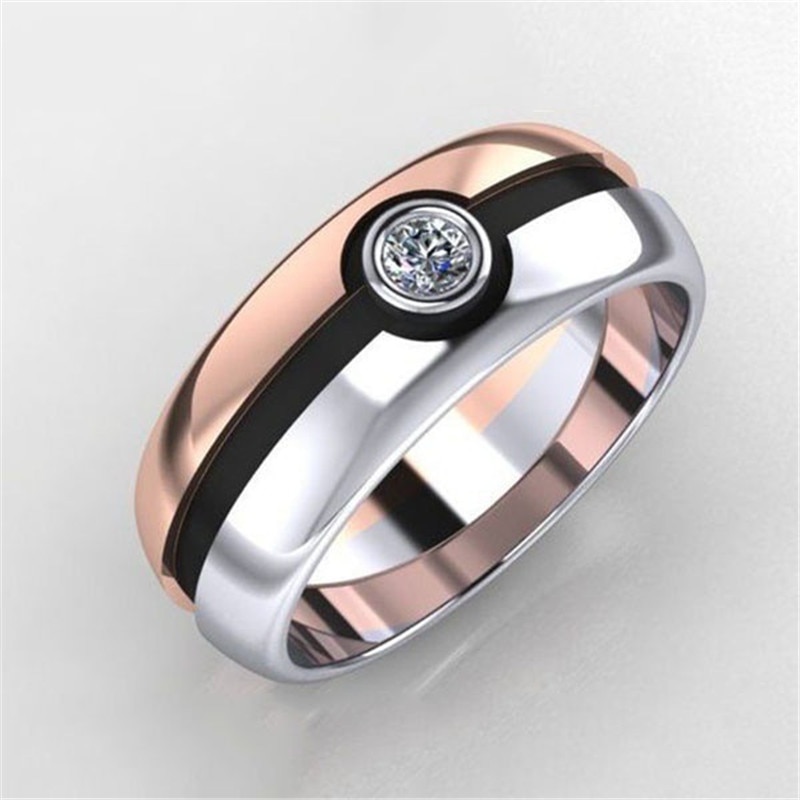Rose Gold Kristall Ball Ring Frauen Silbrig Schmuck Jahrgang Ringe Für Frauen Hochzeit Versprechen Ringe Femme Weibliche Damen Party Ring