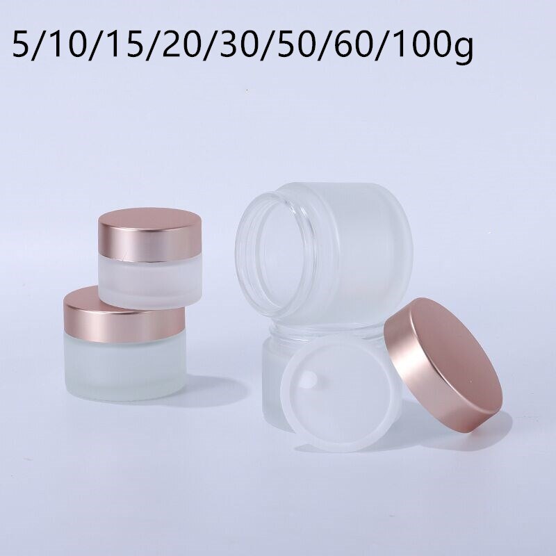 20 stücke 5-100g Rose Gold Abdeckung Leeren Milchglas Gläser Container Kosmetische Creme Lotion Pulver Flaschen Töpfe reise Behälter Gläser