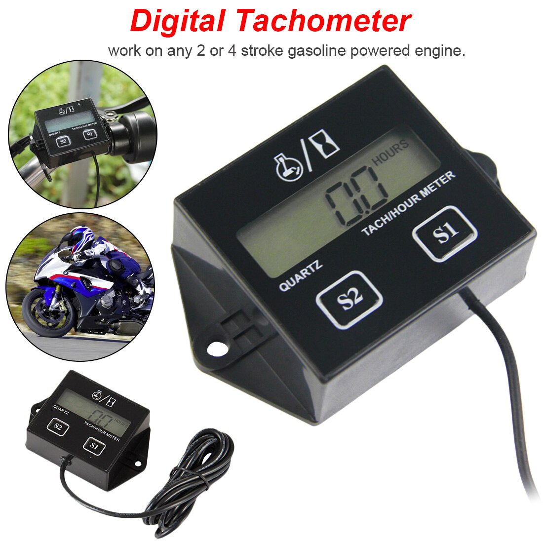 LCD Digital Motor Tach Stunde Meter Tachometer-lehre Induktive Anzeige Für Motorrad Motor- Marine Motor- kettensäge Grube Fahrrad Stiefel