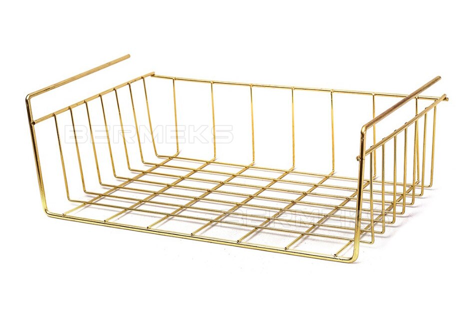 Bermeks Regal Boden KleiderbüGel Känguru Regal Korb Gold Überzogene Metall hängen veranstalter für küche schrank