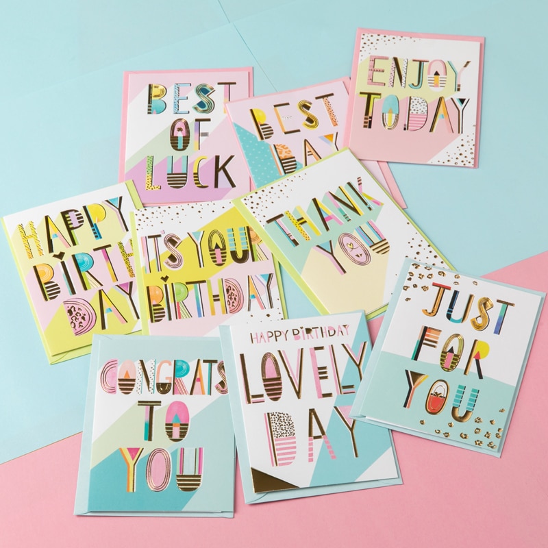 Bunte papier geburtstag karten Mini geburtstag grußkarten metallisch nachricht karten