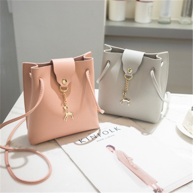 Jahrgang Kleine Frauen Eimer Tasche für Handtaschen Frauen PU Leder Schulter Taschen Mädchen Kordelzug Bote Crossbody-tasche