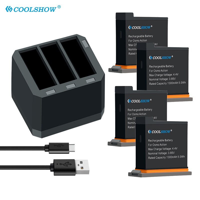 Batterien für DJI Osmo Aktion Kamera Batterie 1300mAh Kanal USB Ladegerät bateria Für DJI Osmo Aktion Kamera Zubehör