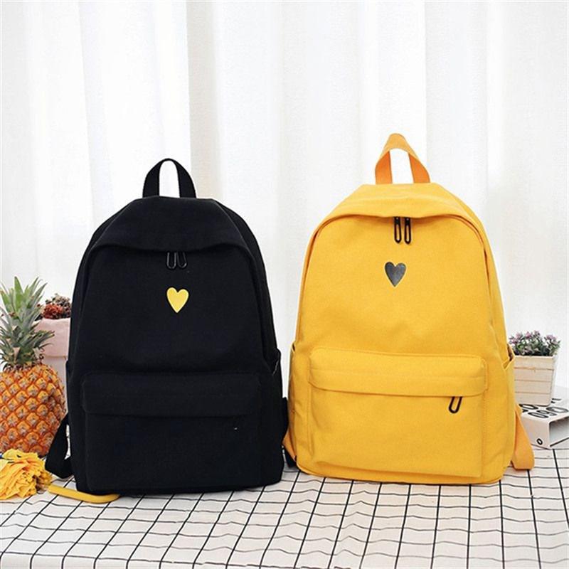 Leinwand Rucksack Einfache Liebe Dekor Rucksack für Mädchen Schule Reise Reise Einkaufen jugendliche schule Rucksack (Schwarz)