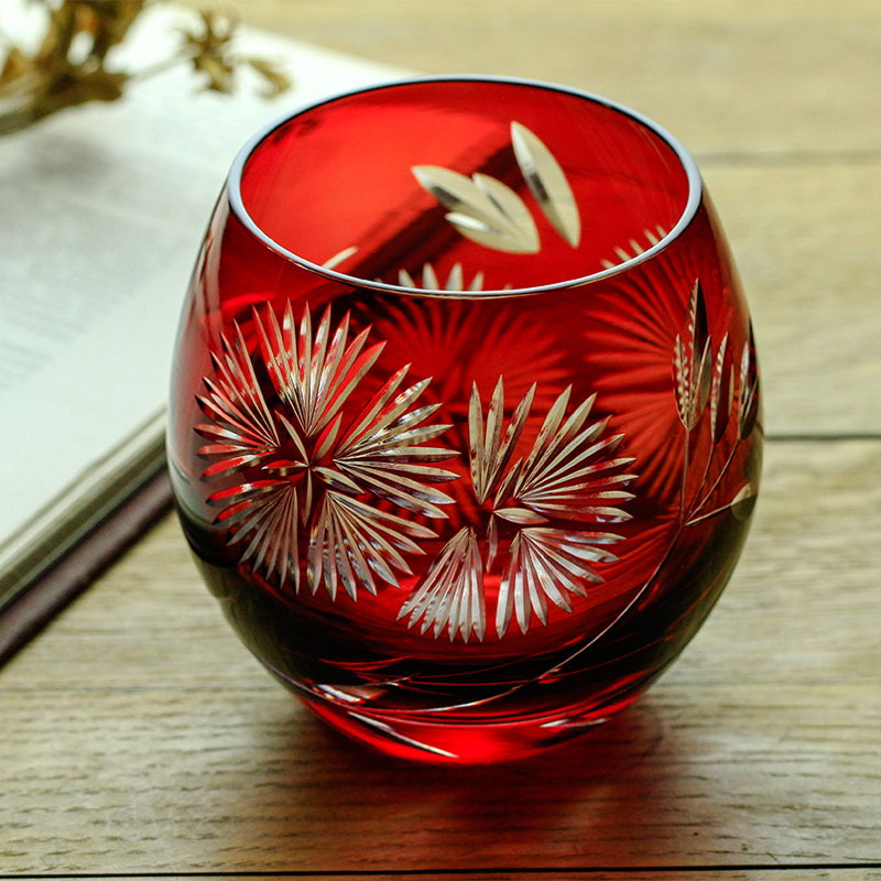 Kristall geschnitzt glas rotwein glas, japanischen Edo Kiriko eins Wind Person Hand-geschnitzt transparent wasser Tee tasse Whiskey glas