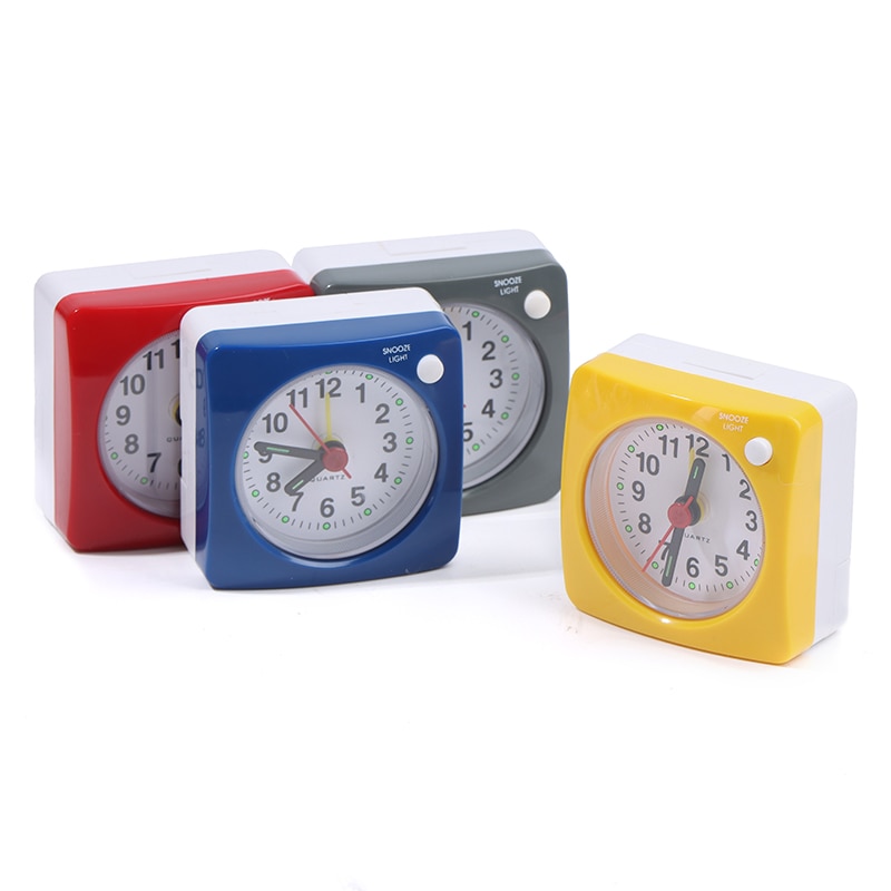 Mini Platz Nacht Stille fegen Wecker Schüler Schweigen Schlummern Wecker Nicht Tickt Lärm Mit LED Schlummern Licht Dekor