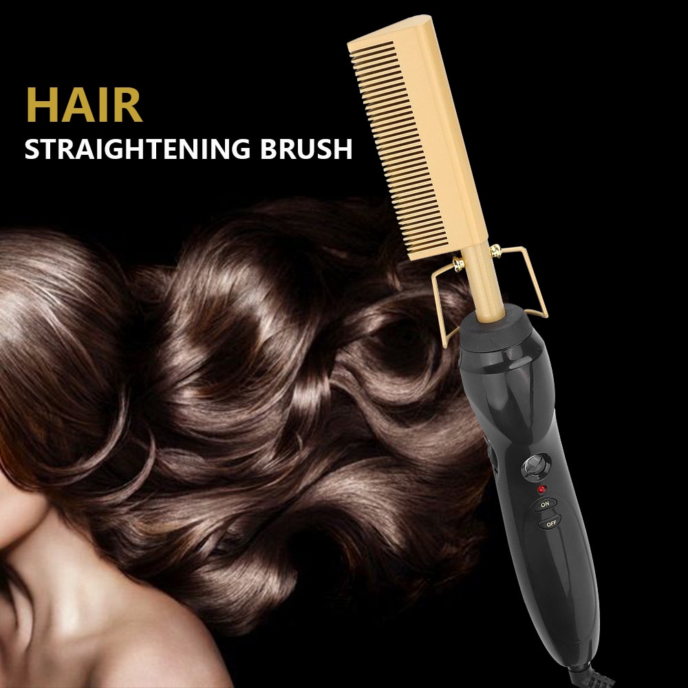 Haarglätter Heißer Heizung Kamm Flache Bügeleisen Richt Pinsel Haar Gerade Styler Wellen Eisstockschießen Eisen Haar Curler Kamm