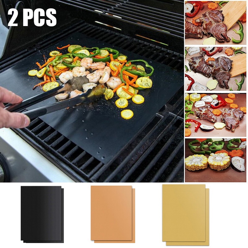 2Stck/1Stck 3 Farbe Ptfe Nicht-Stock BBQ Grill Pads Grill Backen Pad wiederverwendbar Kochen Platte 40*33cm Für Party Grill matt Werkzeuge