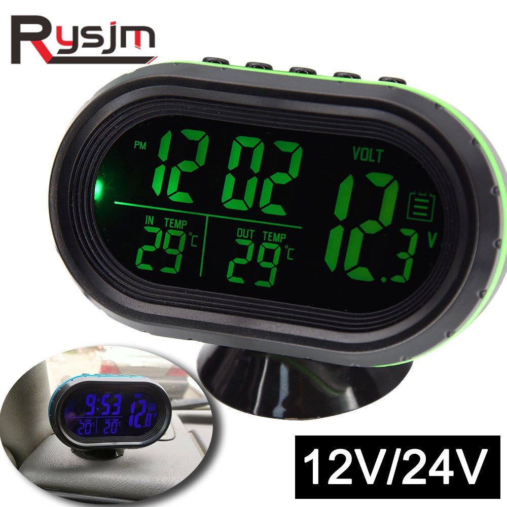 4 in 1 Digital Voltmeter 12V 24V Multi-funktion Auto Temperatur Uhr Auto Thermometer Elektronische Uhr Auto nacht Licht Uhr