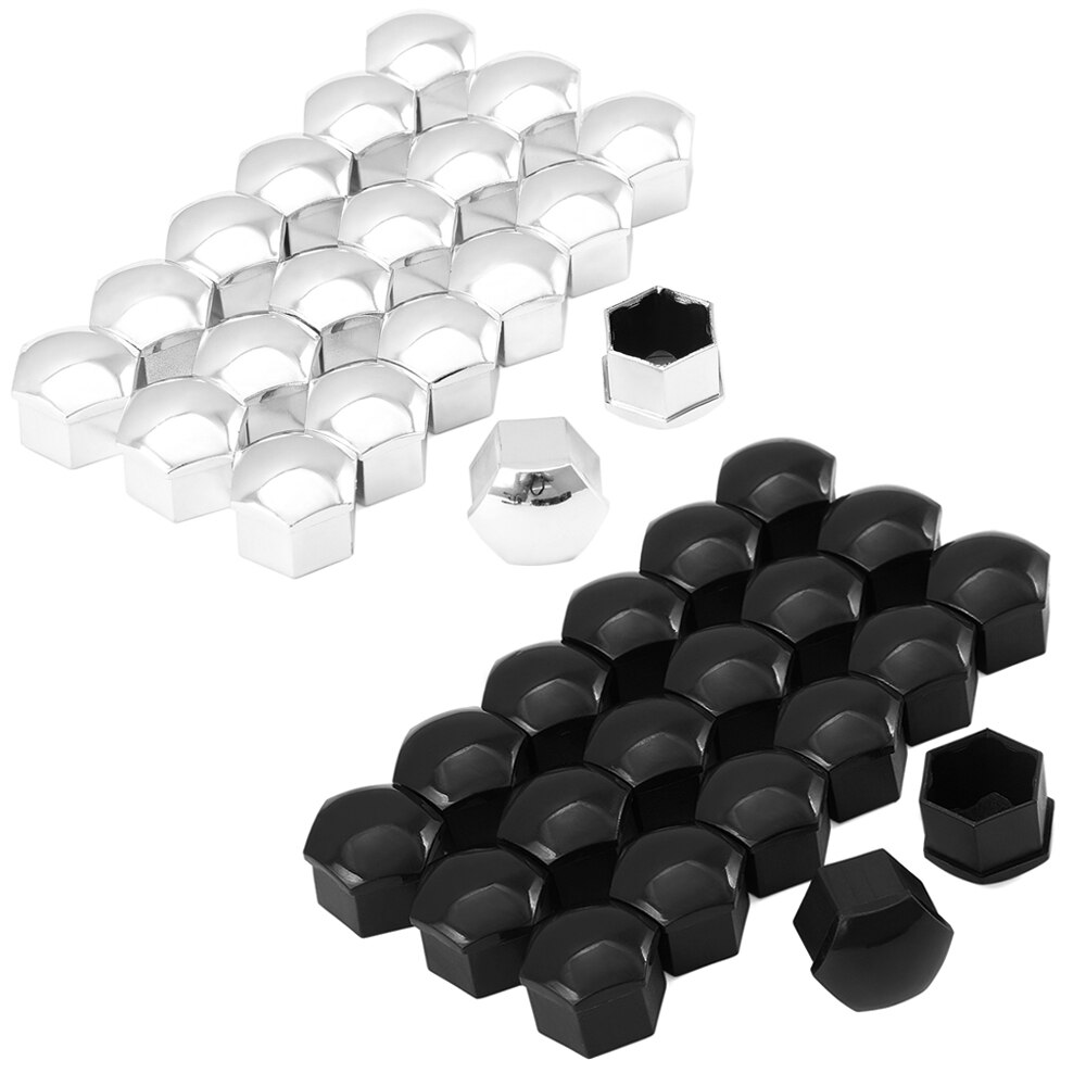 20 stücke 17mm Rad murmeln Bolzen Kopf Abdeckung Kappe Schützende Bolzen Kappen Außen Dekoration Schutz Bolzen Felgen Silber Schwarz