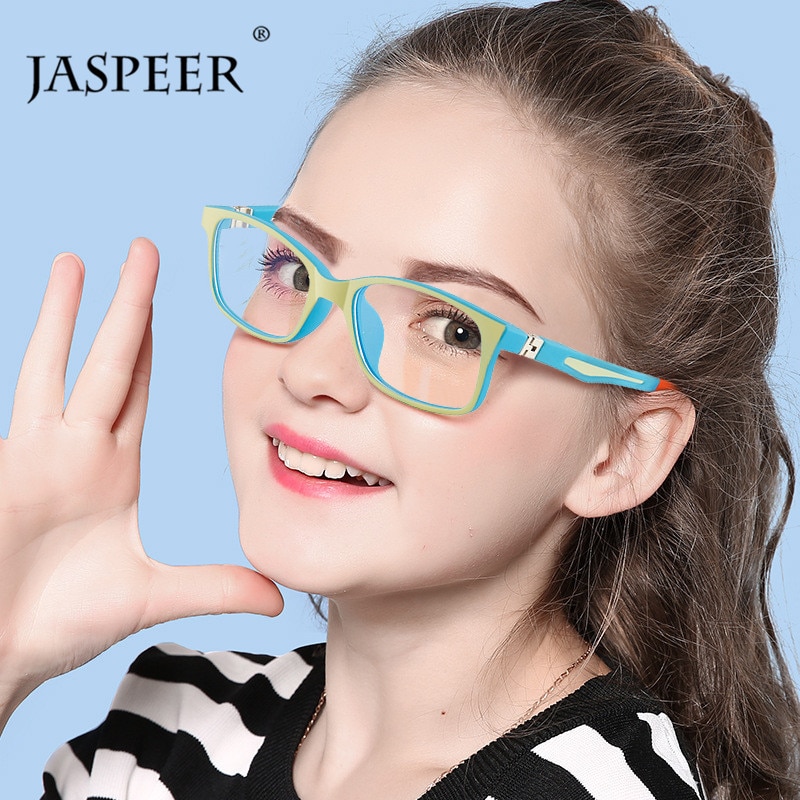 JASPEER Rechteck freundlicher Blau Licht Blockieren Brillen TR90 freundlicher Computer Glas Anti Blau Brillen Jungen Mädchen ändern 7-12
