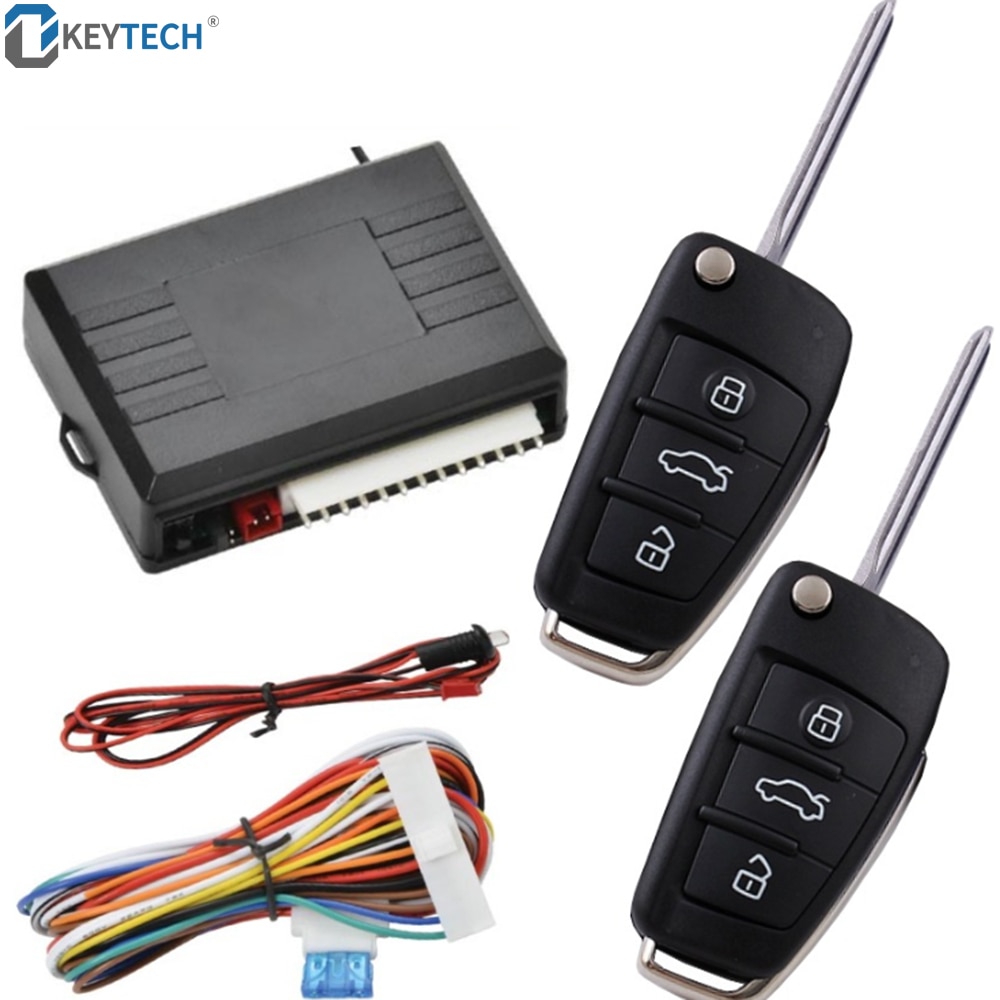 OkeyTech Auto Fernbedienung Zentrale Türschloss Keyless System Zentral Verriegelung mit Auto Alarm Systeme Mit 2 Schlüssel Für 12V Auto