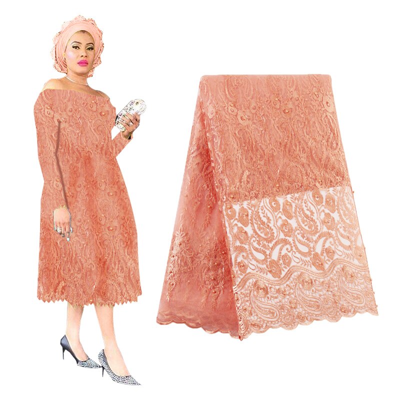 Blau Afrikanische Tüll Guipure Spitze Stoff Französisch Perlen Spitze Stoff Für Hochzeit Partei Nigerian Schleier Spitze Stoff