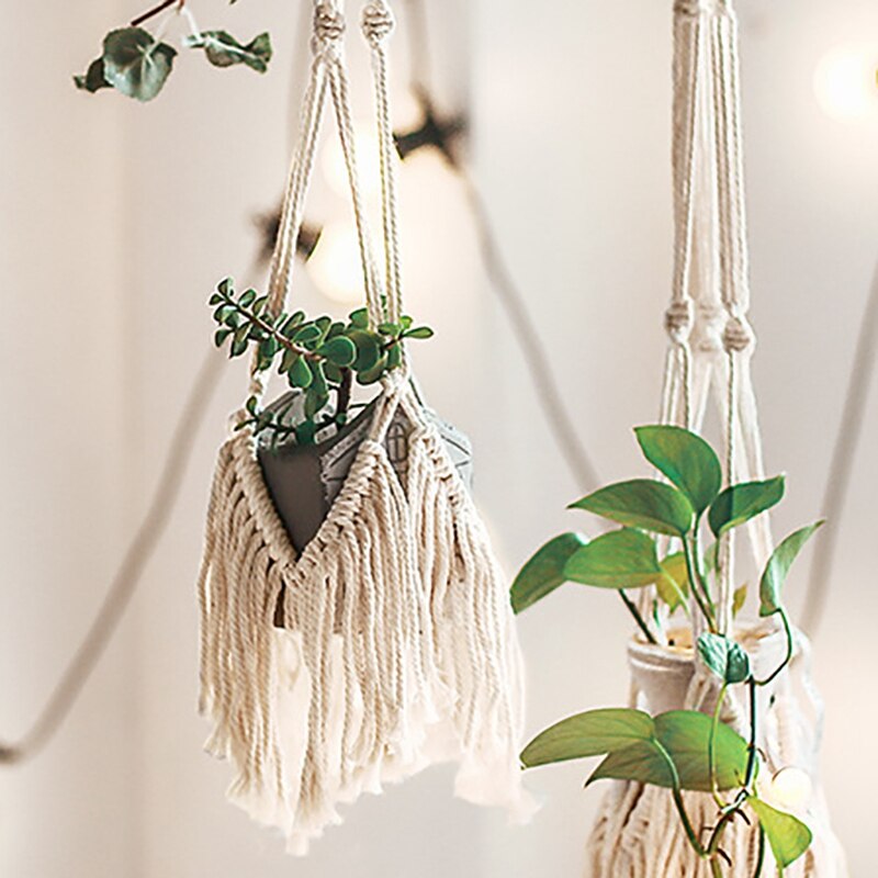 Handgemachte Hängende Körbe Blumentopf Anlage Halfter Makramee Werk Aufhänger Innen Wandbehang Pflanzer Anlage Halfter Korb