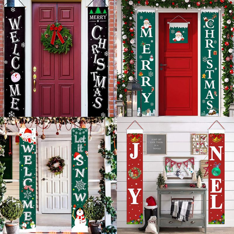 Weihnachten Dekor Banner Tür Veranda Dekorative Zeichen Veranda Vorhang Weihnachten Couplet Santa knapp Schnee Vorhang Für Tür-